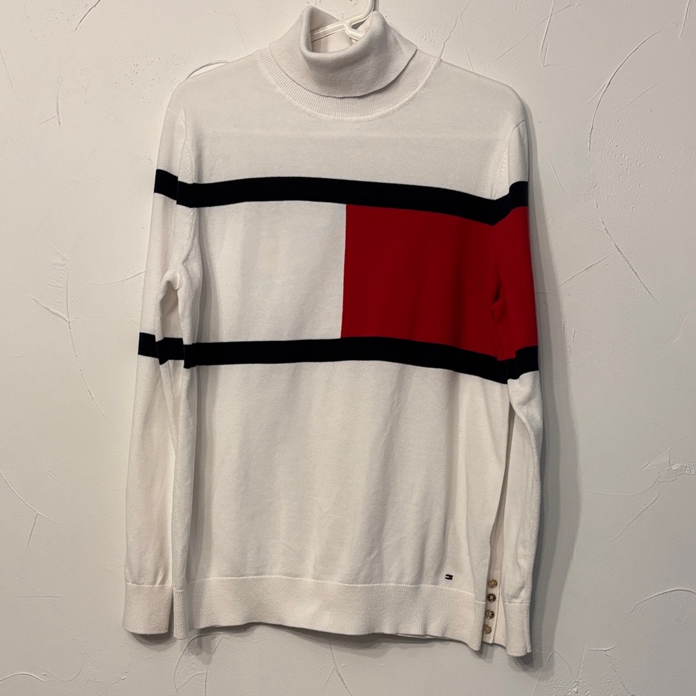 Tommy Hilfiger Men's Turtleneck Sweater in White and Red